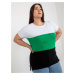 White and green women's striped blouse plus size