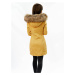 Dámská zimní semišová bunda s kapucí (6516) hořčicová - Libland hořčicová