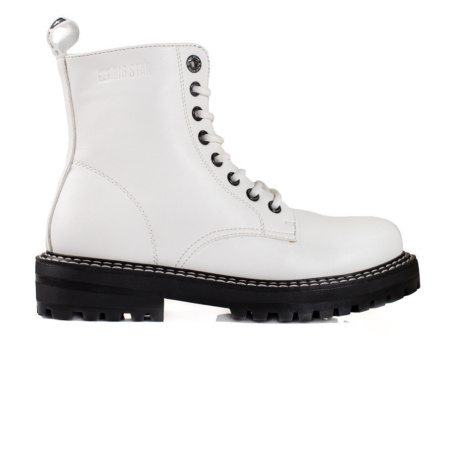 Dámske členkové topánky na plochom podpätku KK274539 Biela s čiernou - BIG STAR bílá-černá