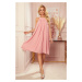 dámské šifonové šaty v pudrově růžové barvě s vázáním XL model 15740646 - numoco