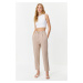 Trendyol Light Brown Carrot High Waist Polyviscon Woven Trousers