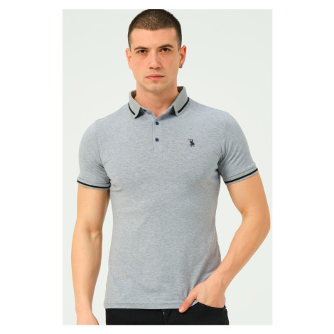 T8586 DEWBERRY MEN'S POLO NECK T-SHIRT-GREY-2