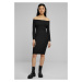 Women's dress with long sleeves and ribs black