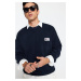 Trendyol Navy Blue Oversize/Wide Cut Soft Texture College Themed Sweatshirt