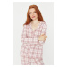 Trendyol Pink 100% Cotton Plaid Knitted Pajama Set