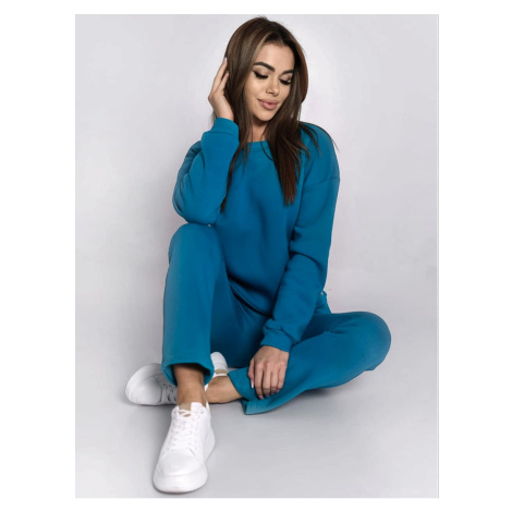 Women's insulated tracksuit, sweatshirt and loose trousers, turquoise FASARDI