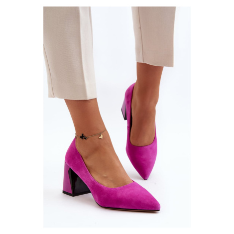 Fuchsia Alessyndra suede high heeled pumps