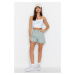 Trendyol High Waist Denim Shorts with Fold Mint Legs