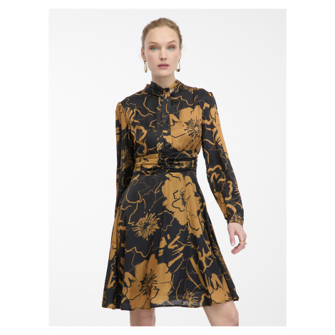 Hnedo-čierne dámske kvetované šaty ORSAY
