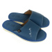 Dámske luxusné kožené modré papuče MEM