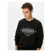 Koton Crew Neck Sweatshirt Slogan Printed Long Sleeve Ribbed