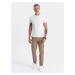 Ombre Men's pants with cargo pockets and leg hem - light brown