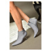 Fox Shoes N282102110 Gray Jeans Women's Thin Heeled Pointed Toe Boots