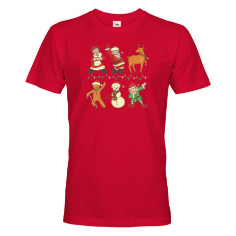 Pánské vianočné tričko s potlačou vianočných postavičiek - vianočné tričko