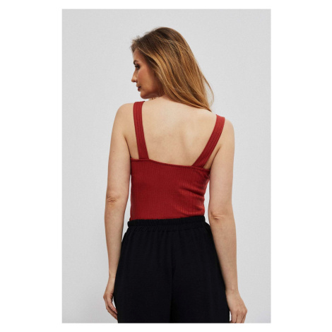 Ribbed top with wide straps - red Moodo