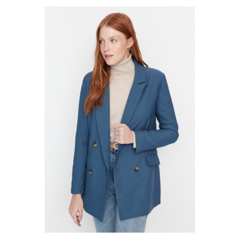 Trendyol Oily Lined Double Breasted Blazer with Closure