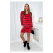 Velvet dress with a decorative red pattern