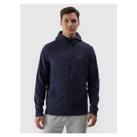 Men's regular fleece with 4F hood - navy blue