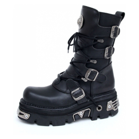 topánky kožené NEW ROCK Basic Boots (373-S4) Black Čierna