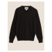 Čisto bavlnený sveter s výstrihom do V Marks & Spencer čierna