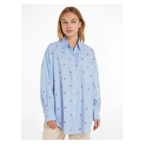 Blue Striped Oversize Shirt Tommy Hilfiger - Women