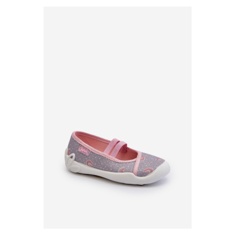 Befado patterned ballerina slippers gray and pink