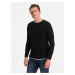 Ombre Men's cotton sweater with round neckline - black