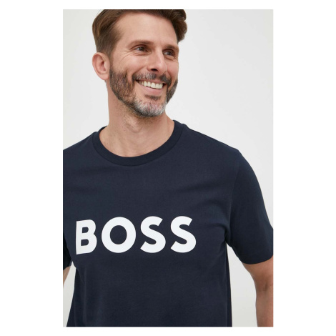 Bavlnené tričko BOSS tmavomodrá farba,s potlačou,50495742 Hugo Boss