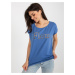 Dark blue cotton T-shirt with inscription