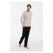 Men's pyjamas Zermat, long sleeves, long pants - beige melange/black