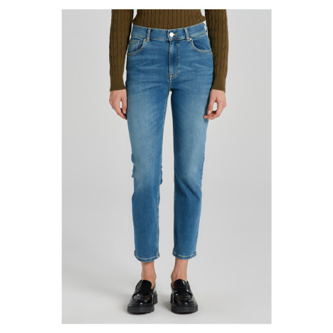 DŽÍNSY GANT CROPPED SLIM JEANS MID BLUE WORN IN