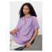 Trendyol Lilac Pocket Oversize Wide Pattern Woven Shirt