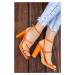 Oranžové sandále na hrubom podpätku Rhenys