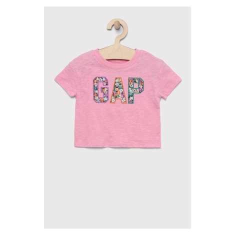 Detské bavlnené tričko GAP ružová farba