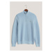 SVETER GANT TEXTURED COTTON H-ZIP STORMY SEA