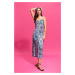 DEFACTO Heart Neck Ethnic Patterned Moroccan Midi Strap Dress