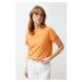 Trendyol Orange Accessory Detail Basic/Regular Fit Knitted T-Shirt