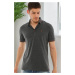 T8586 DEWBERRY MEN'S POLO NECK T-SHIRT-PLAIN ANTHRACITE