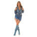 Sexy Jeans Jacket with glitter Festival Style denimblue