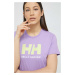 Bavlnené tričko Helly Hansen 34112-001, fialová farba