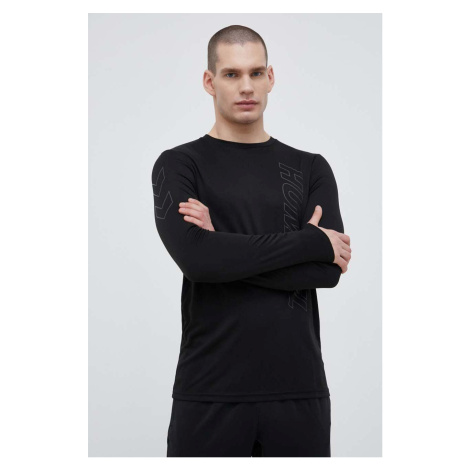 Tréningové tričko s dlhým rukávom Hummel Topaz čierna farba, s potlačou, 213476