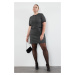 Trendyol Curve Black Tweed Zipper Midi Woven Dress