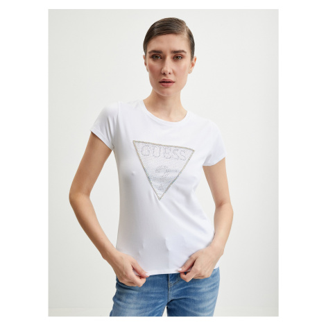 White Women's T-Shirt Guess Crystal - Women