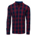 Men's shirt in burgundy and navy blue checked DX2051