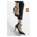 Mio Gusto Rosalie Genuine Leather Black Color Women's Evening Dress Heeled Shoes