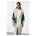 Trendyol Green Soft Texture Color Block Long Knit Cardigan