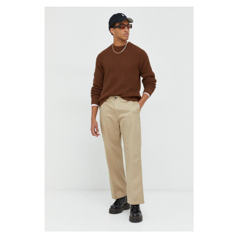 Bavlnený sveter Abercrombie & Fitch pánsky, hnedá farba, tenký,