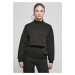 Women's Cropped Oversized Sweat High Neck Crew Black