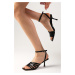 Mio Gusto Isabella Genuine Patent Leather Black Color Women's Sandals with Heels.