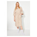Trendyol Stone Belted Cotton Textured Knitted Dressing Gown